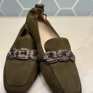 Sanctuary Olive Loafers with Chain Detail